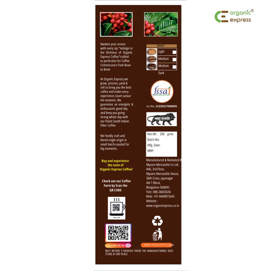 Organic Express ground coffee pack, no chicory