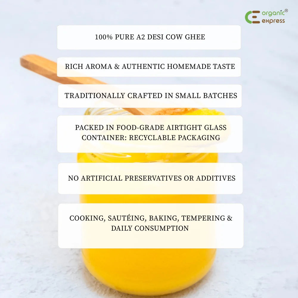 Pure A2 Desi Cow Ghee — Bilona Churned, Grass-Fed 500ml