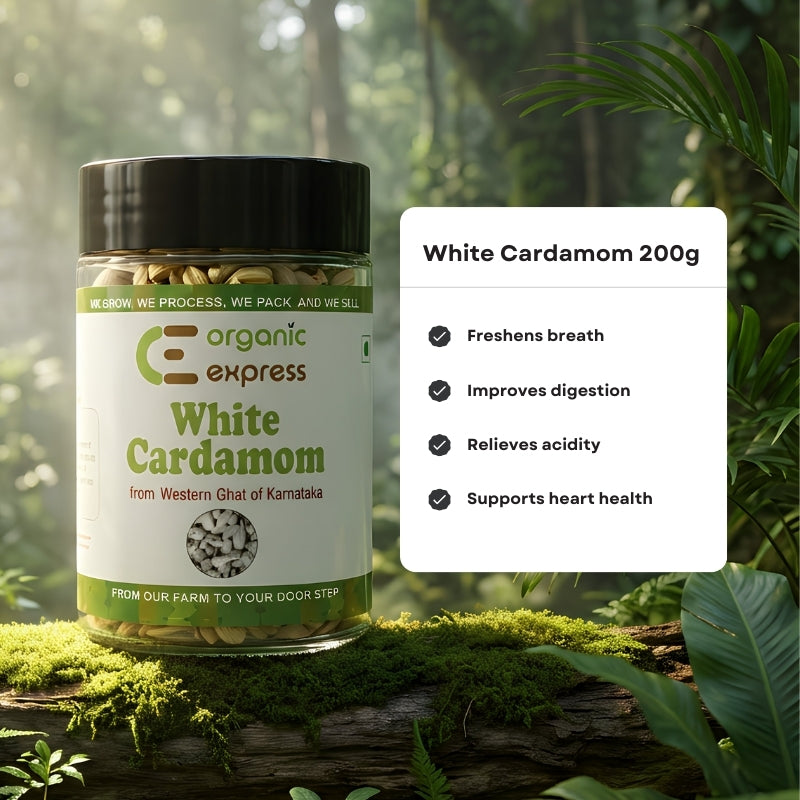 Organic Express White Cardamom/ Elachi 200 GMS