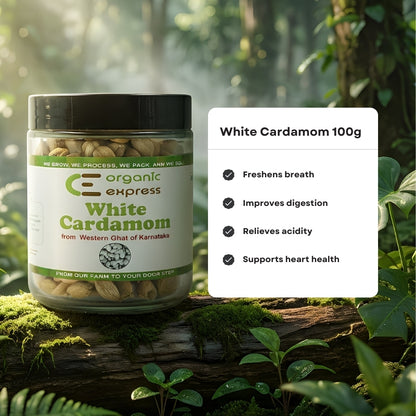 Organic Express White Cardamom/ Elachi 100 GMS