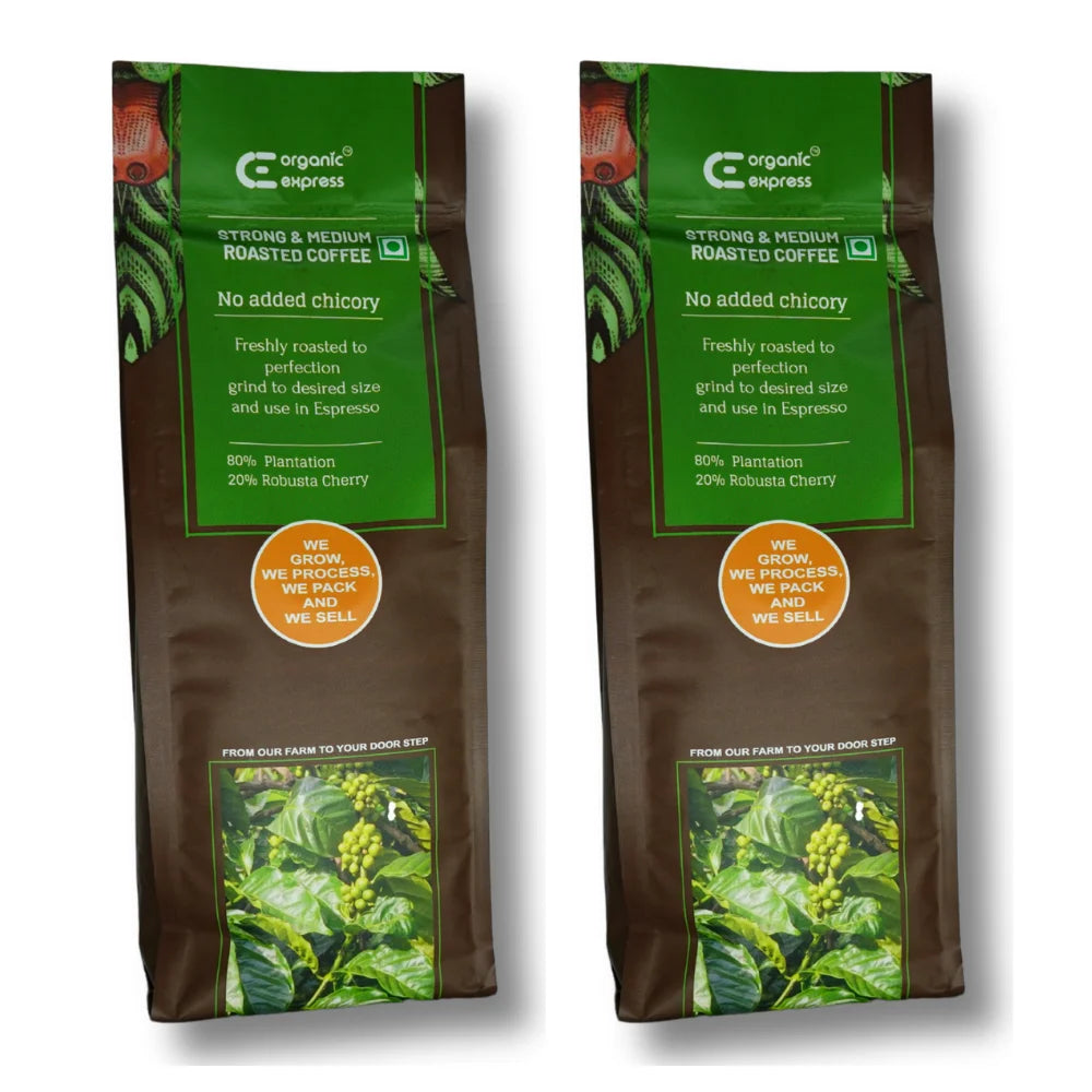 Strong & Medium Roasted Coffee | No Chicory | Espresso Blend (200g) Pack Of Two