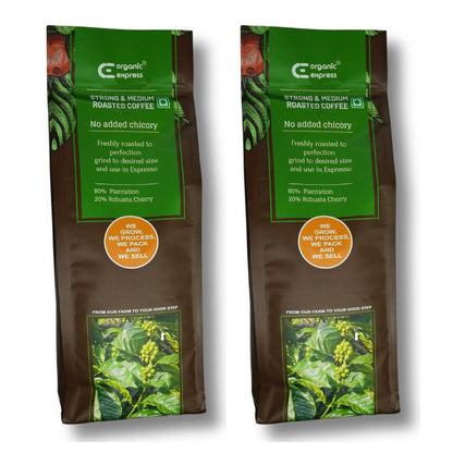 Strong & Medium Roasted Coffee | No Chicory | Espresso Blend (200g) Pack Of Two