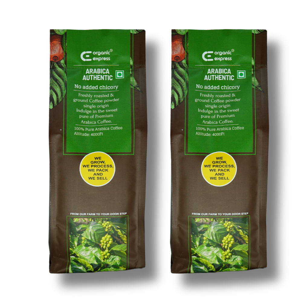 Arabica Authentic Single Origin Ground Coffee, No Chicory 200g pack of two