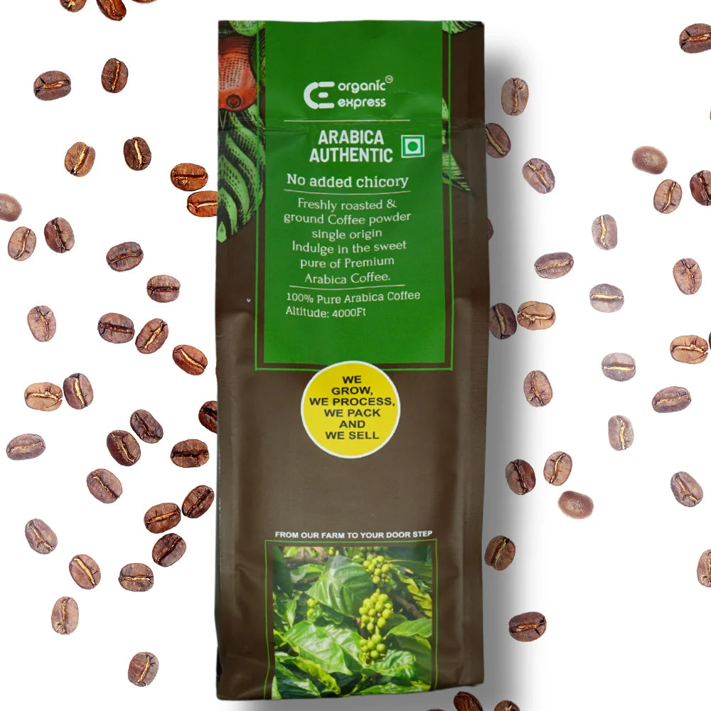 Organic Express Arabica Authentic single-origin ground coffee pack, no chicory