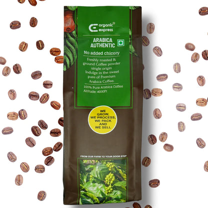 Organic Express Arabica Authentic single-origin ground coffee pack, no chicory