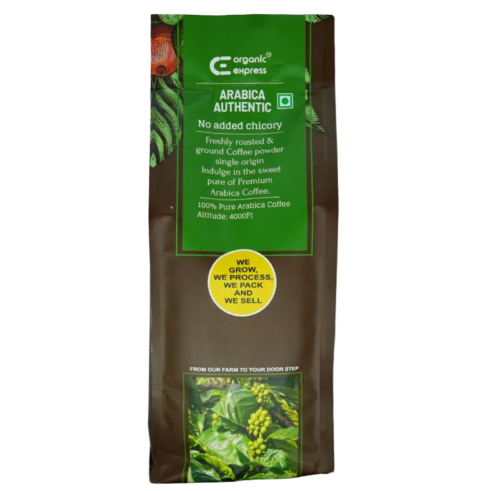 Organic Express Arabica Authentic single-origin ground coffee pack, no chicory