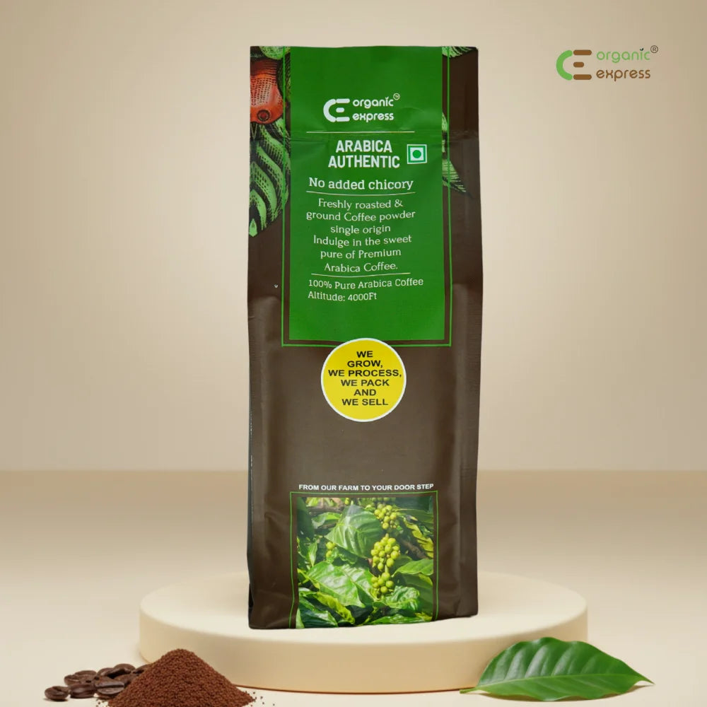Organic Express Arabica Authentic single-origin ground coffee pack, no chicory