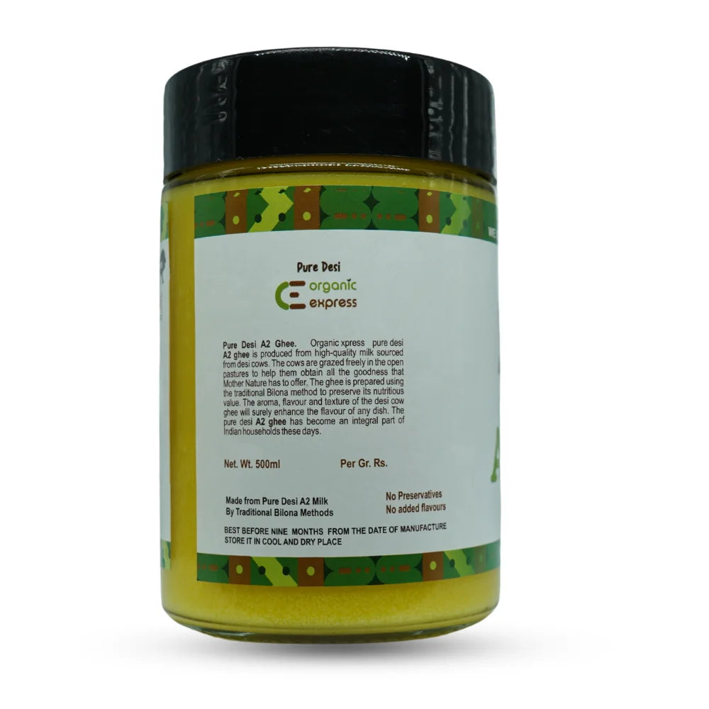 Pure A2 Desi Cow Ghee — Bilona Churned, Grass-Fed 500ml
